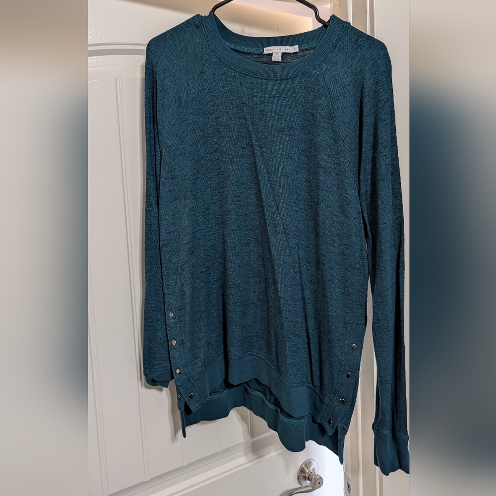 Threads 4 Thought Teal Sweatshirt with Button Accents